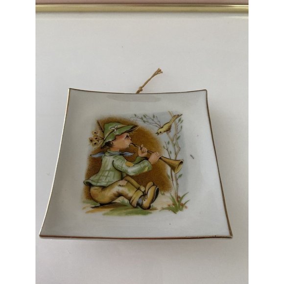 Vintage Hand Painted Small Porcelain Wall Hanging Plate or Christmas Ornament 3" - Picture 11 of 16